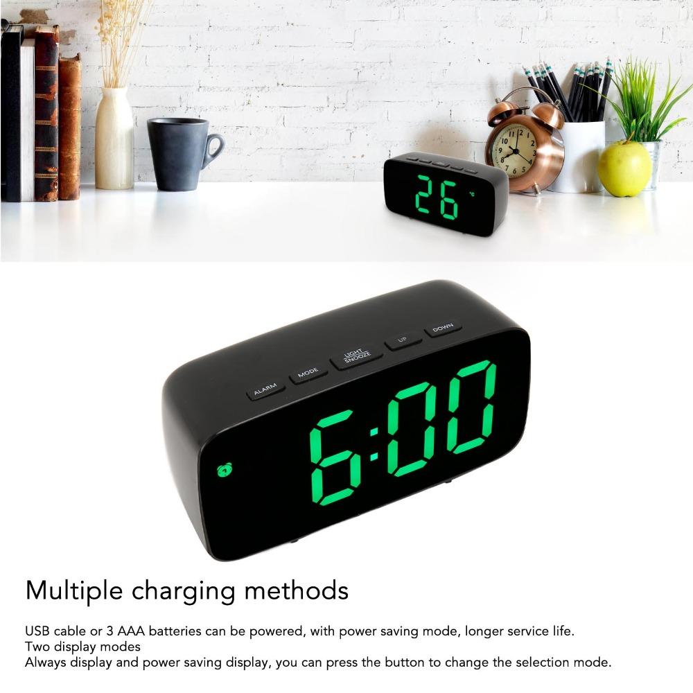 Adjustable Brightness Mirror Alarm Clock Large Display LED Electronic Clock For Bedside