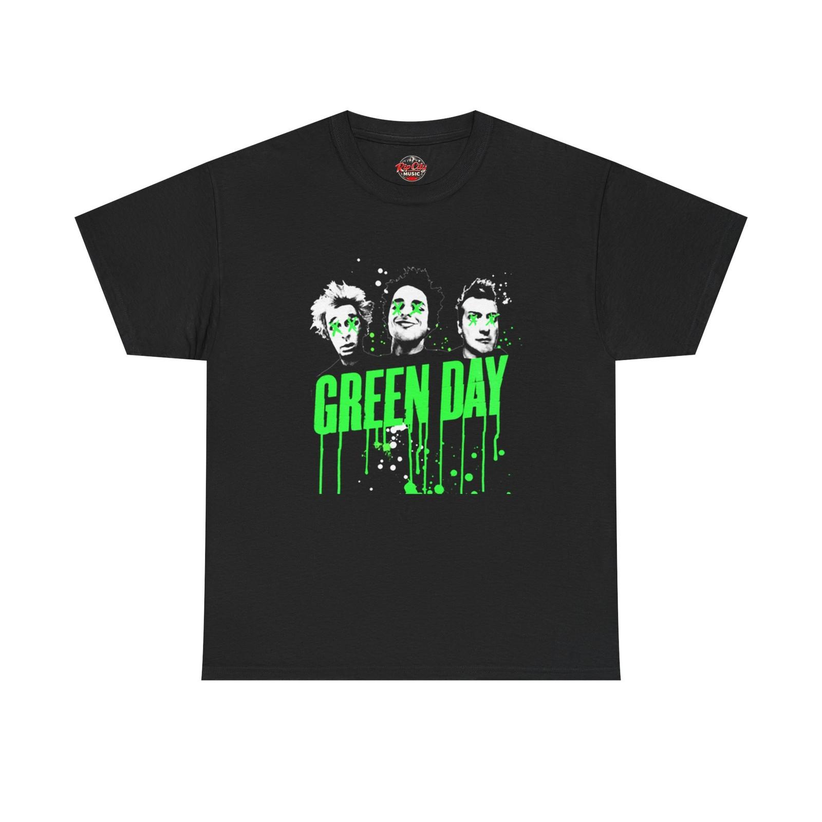 Green Day Neon Green Drip Logo Group X Over Eyes Group Rock Band Unisex T-Shirt S