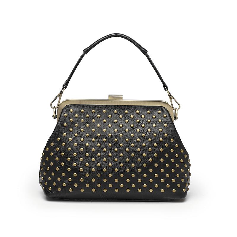 New PU Soft Leather Rivet Clip Bag Versatile Single Shoulder Crossbody Bag for Women