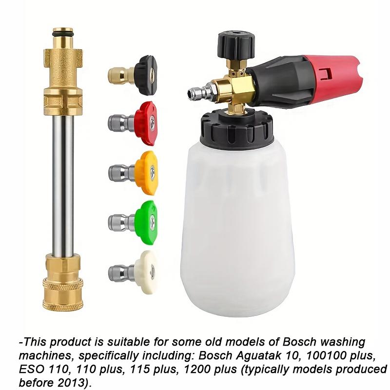 

1L Foam Cannon for Car Wash - 5 Nozzle Snow Foam Gun Kit, Compatible with Bosch Aquatak 100/110/115/1200 Plus & More