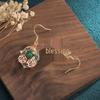 Guochao Cloisonné Enamel Chalcedony Stud Earrings for Women - Jingtai Blue Chinese Style Dangle with Cheongsam Influence