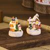 Glowing Resin Christmas House with Santa & Snowman Ornament