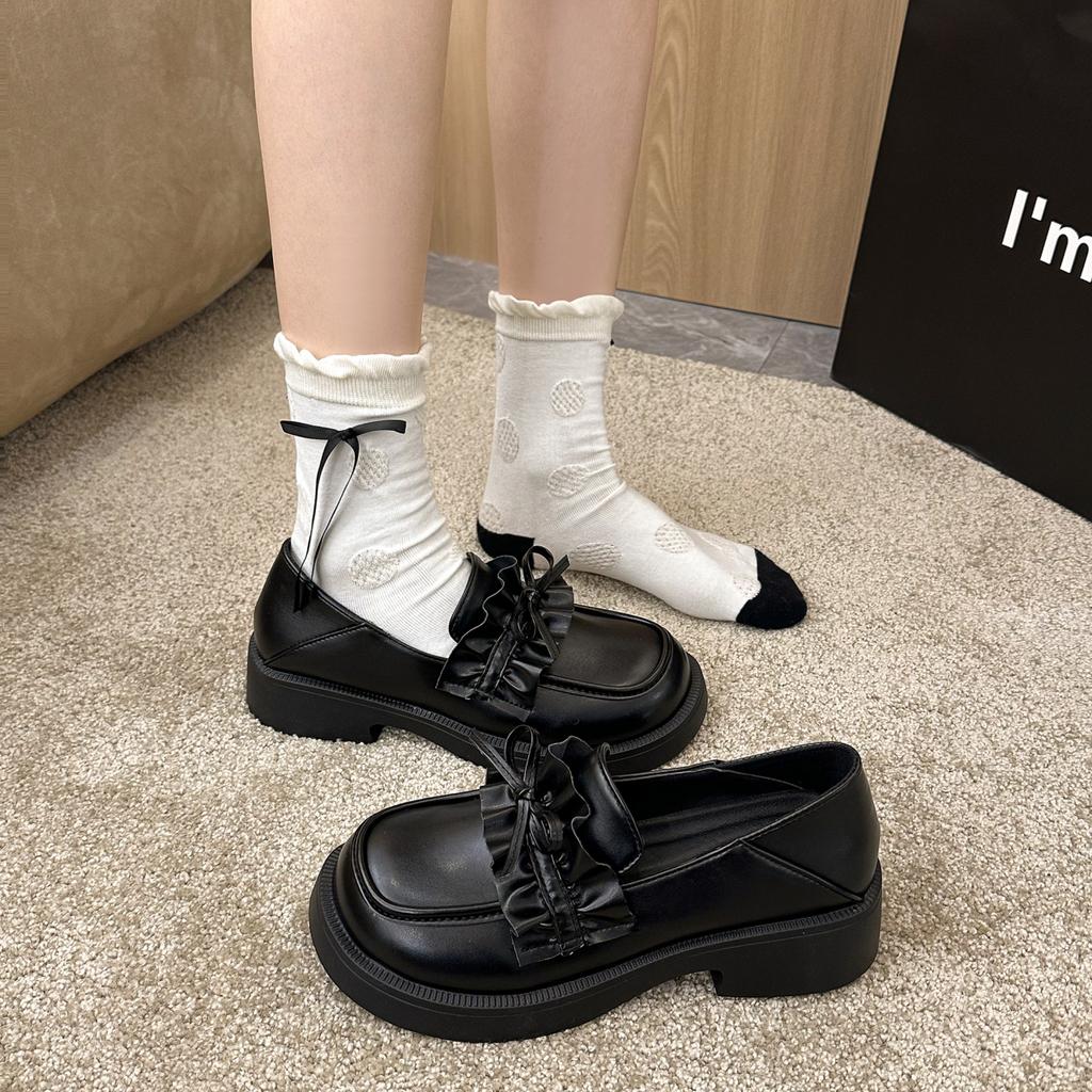 Fashion Spring/autumn Style Bow Thick Heel Cuff Single Shoes Fashionable Casual Work Shoes Comfortable Round Toe Square Root High Heels