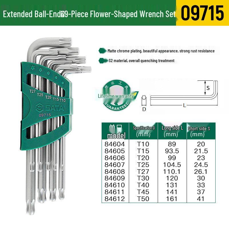 SATA Hex Key Set: Manual Six-Sided Screwdriver Tools
