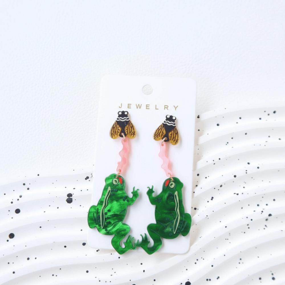 Mosquitoes Frog Acrylic Earrings Personality Long Dangle Earring Gifts