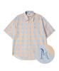 BEYOND CLOSET [Collection Line] Old Alphabet Argyle Short Sleeve Shirt Sky Blue