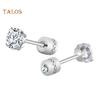 TJ Unisex Round Cubic Zirconia Titanium Steel Stud Earrings Jewelry Gift