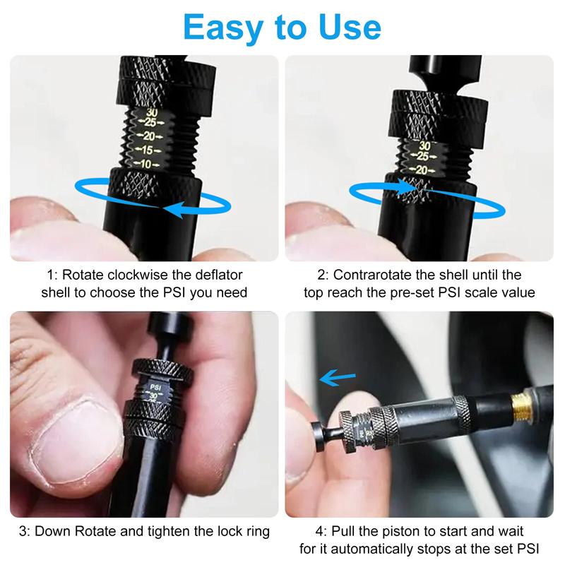 4Pcs Automatic Tire Deflators Set Of 4, Adjustable Pressure Suitable For Offroad Vehicles Motorcycle Use Includes Valves Caps