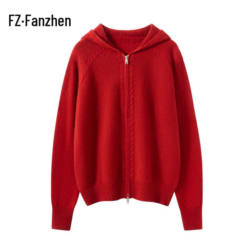 Fanzhen Women's Hooded Thick Cashmere Cardigan