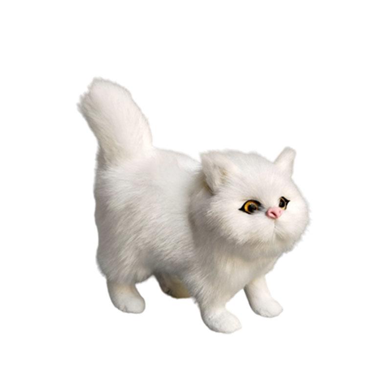 

Plush Realistic Cats Toys Kitten Crafts Room Office Desktop Decoration Gift 12cm White