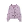 Spring and Autumn V-neck Purple Stars Inside The Gentle Wind Outside The Knitted Cardigan Sweater Female Casual Fashionable and Versatile