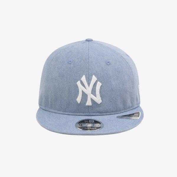 New Era New York Yankees Denim Basic Retro Krone Strapback Hellblau 15131622