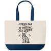 Large Blue Bottom Tote Bag I Can't I Prefer Lynx I Can't Minimalist | Cotton Canvas 170 G/m² 27 L Inner Pocket