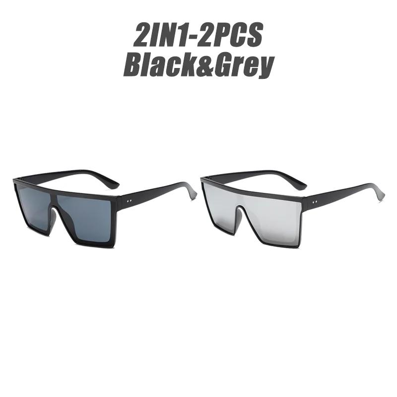 2025 New Fashion High Quality Square Glasses Frame Big Frame Retro Cyberpunk Color Film Sunglasses for Men and Women