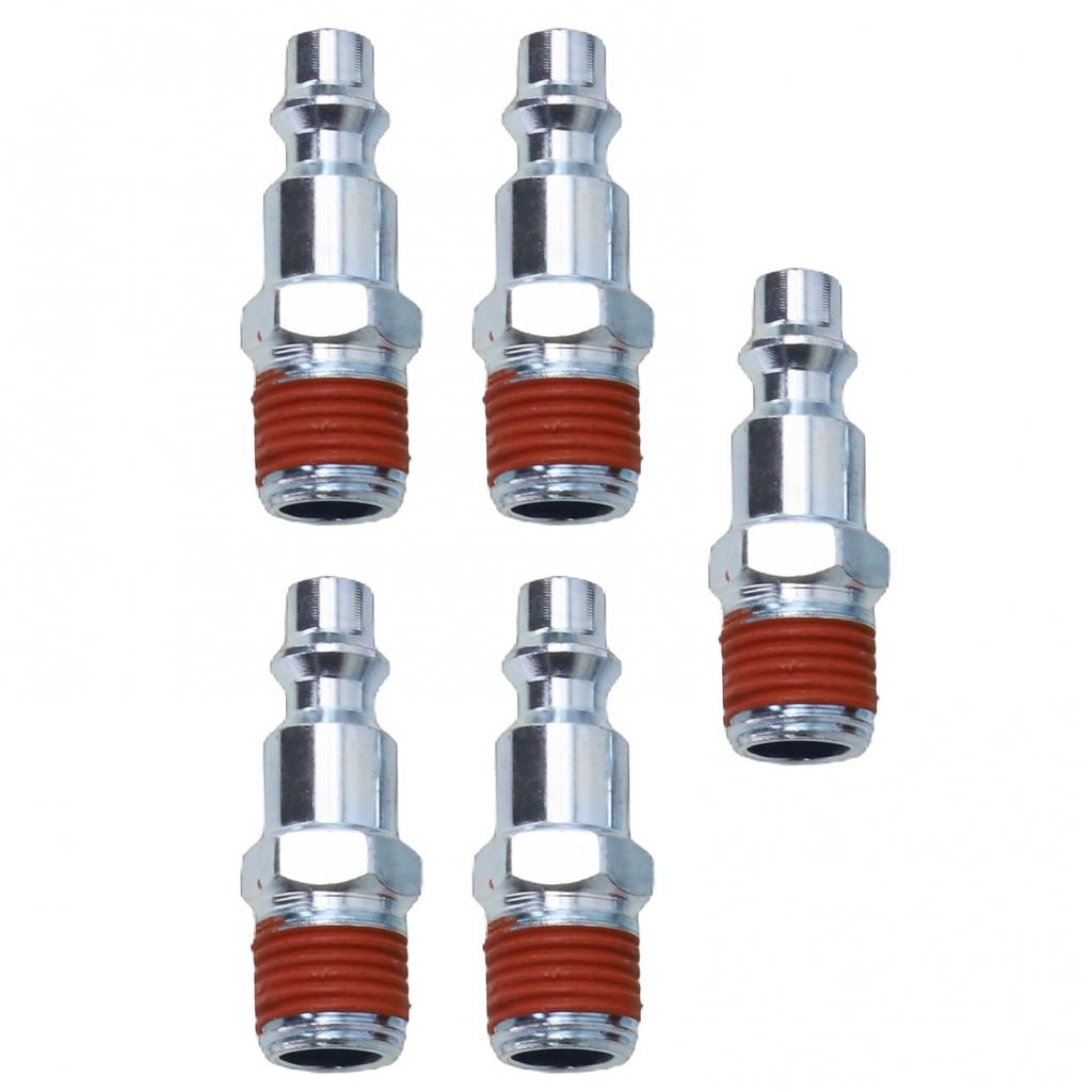 Sliver Red 5 Pcs Air Hose Adapter for Quick Release NPT Male 14 Inch