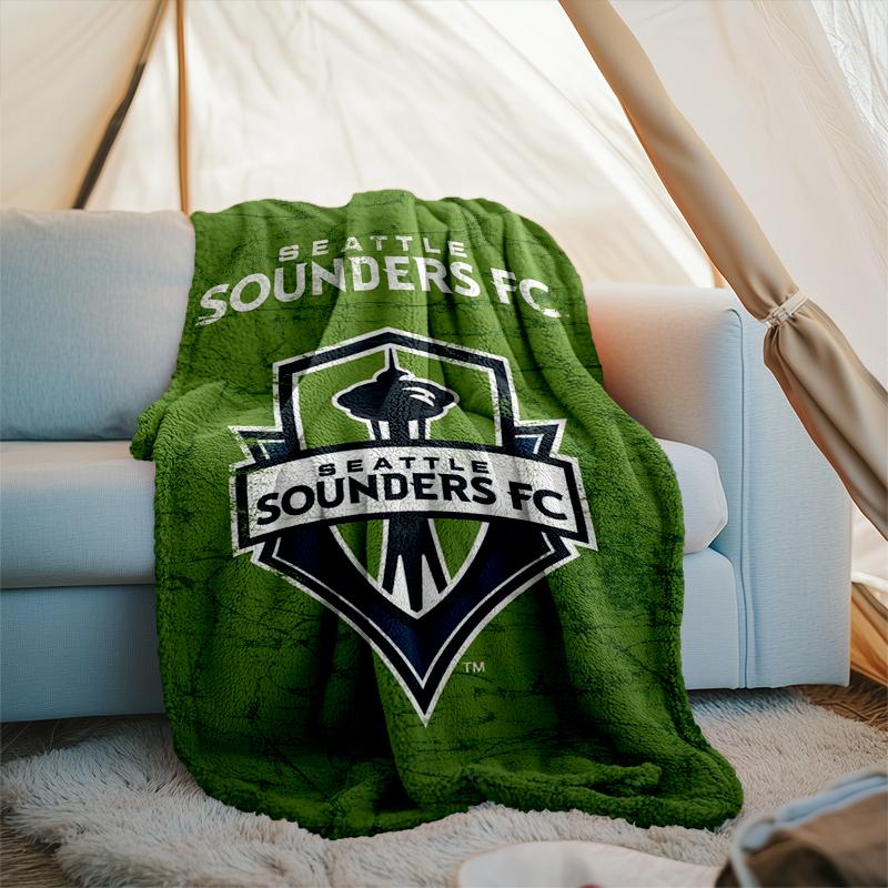 1PC Seattle Sounders FC Printed Soft Flannel Blanket Throw for Adult Bedroom Living Room Sofa Camping Travel Fan Gifts Christmas Gifts