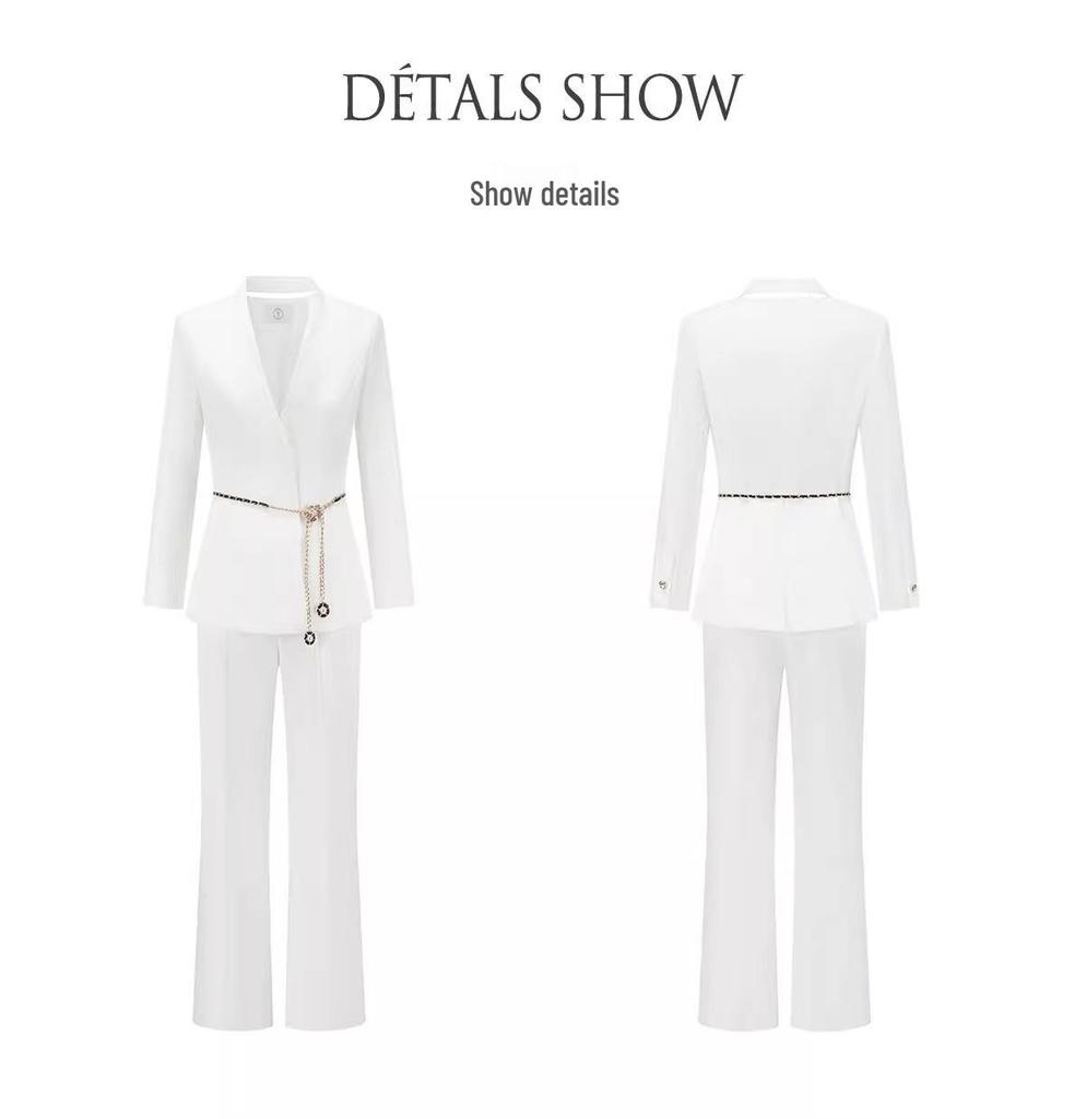 Women's High-End Formal White Suit with Micro-Flare Pants: Spring/Autumn Slim Fit