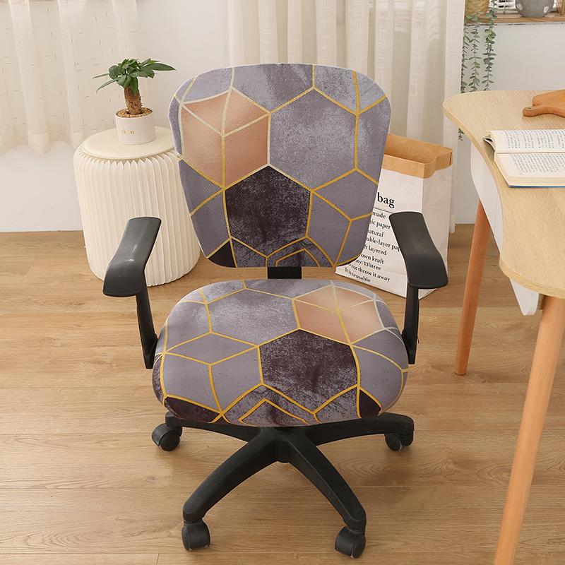 Elastic Office Chair Cover Print Split Computer Armchair Spandex Dust-Proof Seat Covers Stretch Slipcover Living Room
