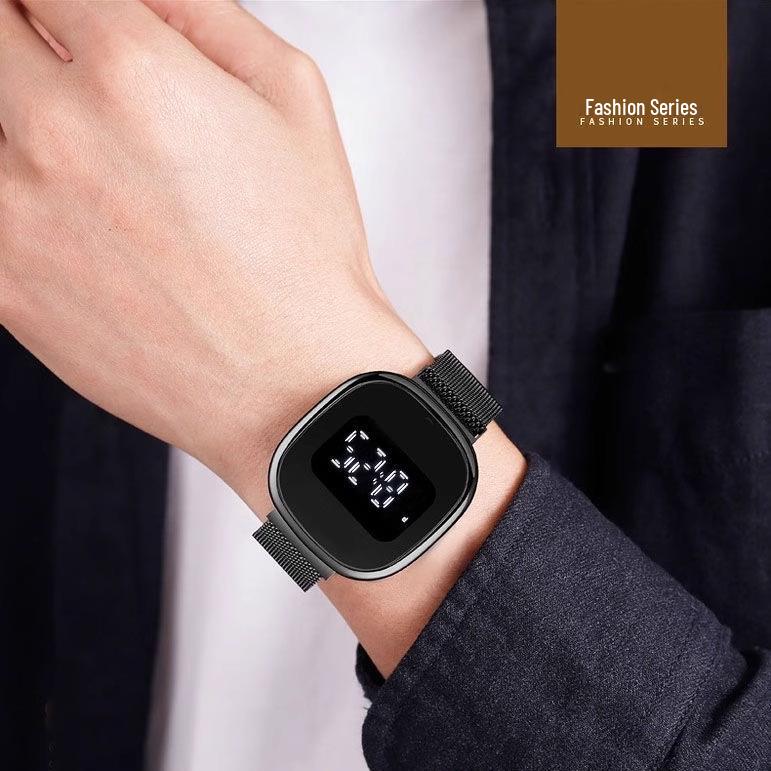 Minimalist Black Multi-Function Touchscreen Magnetic Wristwatch for Men & Women - Trendy, Versatile, Fashionable.
