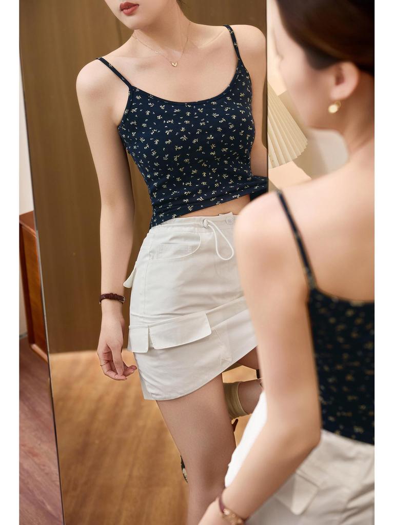 Sommer 2025 Damen Bedrucktes Camisole-Top - 260g gekämmte Baumwolle, Sexy und Stilvolles Oberteil