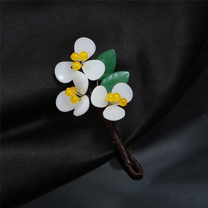 Handgefertigte glasierte Achat-Blumenbrosche Retro Promi-Temperament High-End Anstecknadel Cardigan-Accessoires