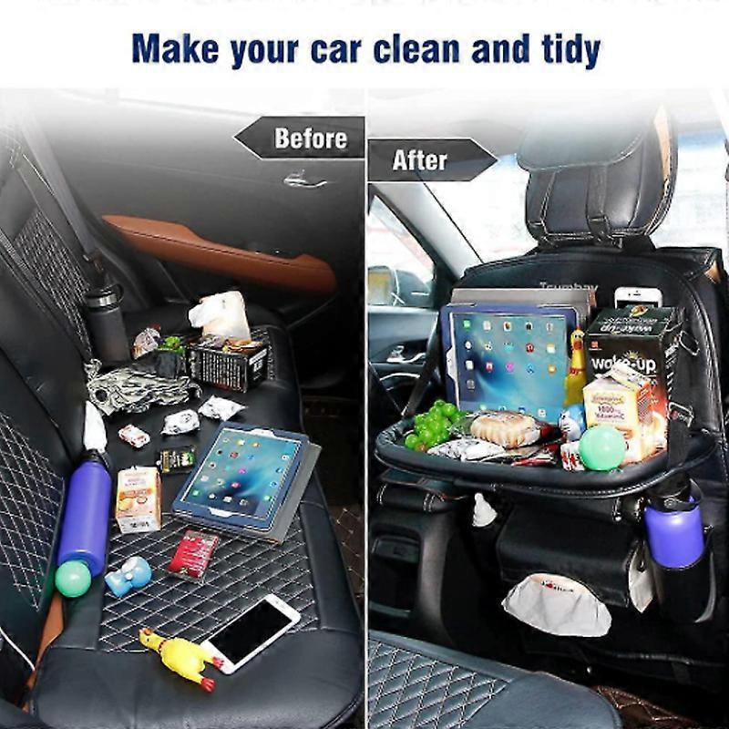 Car Chair Organiser, Car Backseat Organiser With Foldable Tray Table, Car Storage