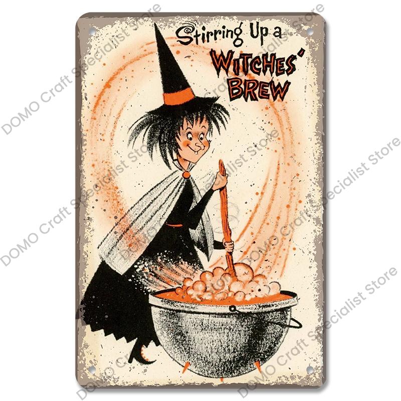 Halloween Night Party Poster Vintage Metal Signs Pumpkin Trick or Treat Metal Tin Plate Wall Art Decor For Bar Pub Club Home