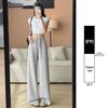Women's Summer 2025 High-Waisted Gray Joggers - Thin, Loose, Ice Silk, Narrow-Leg Pants