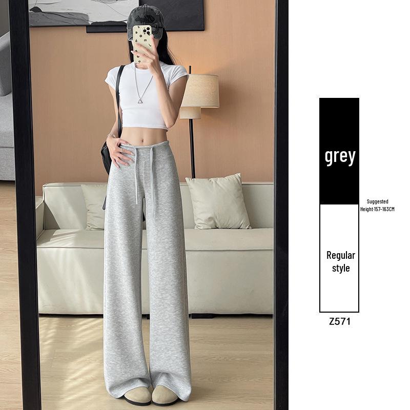 Women's Summer 2025 High-Waisted Gray Joggers - Thin, Loose, Ice Silk, Narrow-Leg Pants