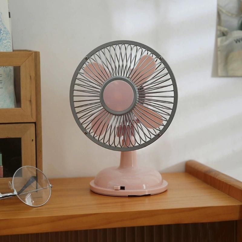 Small Table Fan 5.7inch Oscillating Table Fan 2-Speed USB/AA Battery Power Desk Fan Gift