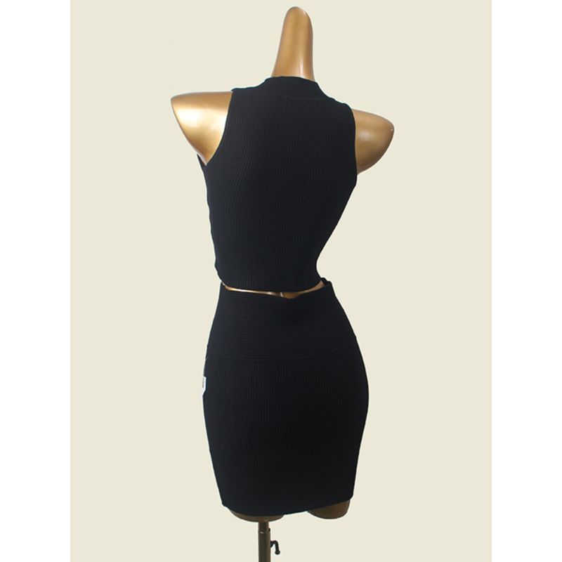 American Single Accessible Luxury High-End Knitted Two-Piece Hip Skirt Vest Suit