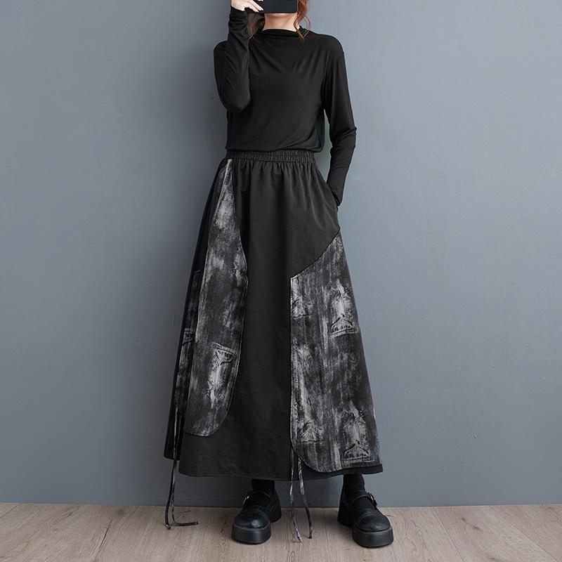 Plus Size High Waist Vintage Spring Summer Autumn Casual Loose Long for Woman Skirts Womens Skirt
