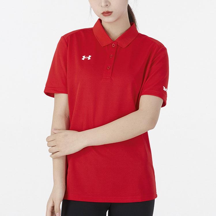 Under Armour Tennis Sports Running Short Sleeve Polo Shirt Women tops Red 21500540-600