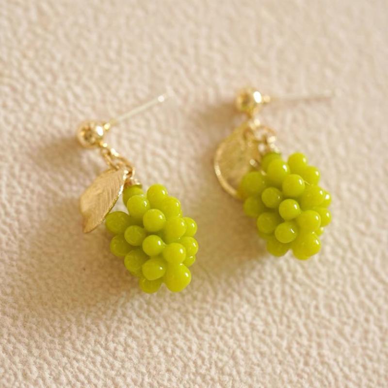 NEW 1Pairs Summer Fashion Fruit Zircon Stud Earrings For Women Drip Glaze Asymmetric Cute Fruit Stud Earrings Party Jewelry