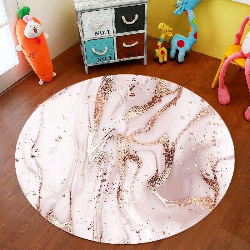 Marble Geometric Round Carpet Living Room Office Chair Computer Table Mat Home Anti -Fouling Decoration Bedroom Coffee Table Mat