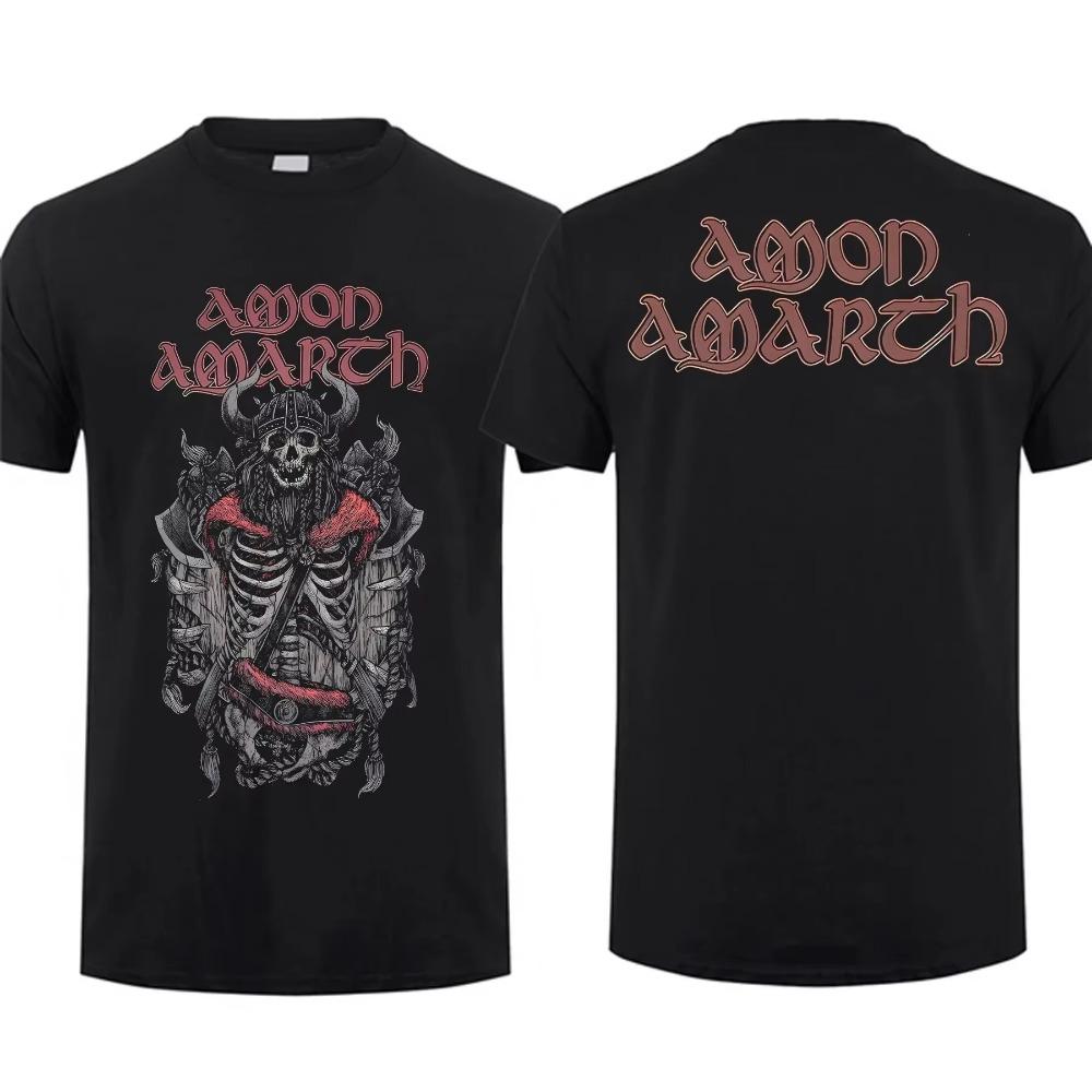 2024 Mode Herr T-shirt Dubbelsidig Amon Vikingahästar Svart Av Amarth Oversized T-shirt Grafik Ungdomskläder Streetwear S-3XL
