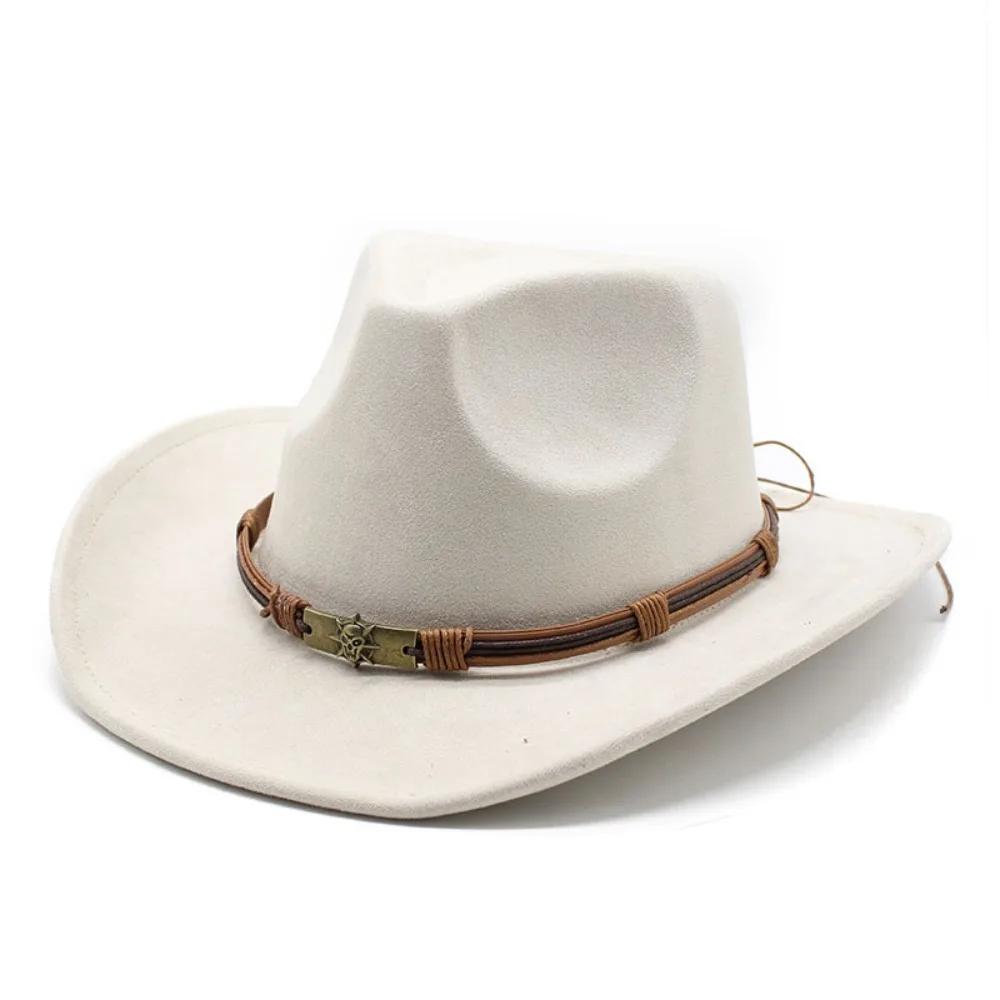 Western Cowboy Hat Jazz Knight Hats For Men Ethnic Style Felt Hats With Bull Shaped Decor Grassland Country Hat Sombrero