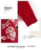 100% Wool Red Jacquard Round Neck Sweater - Autumn/Winter Loose Knit Christmas Top