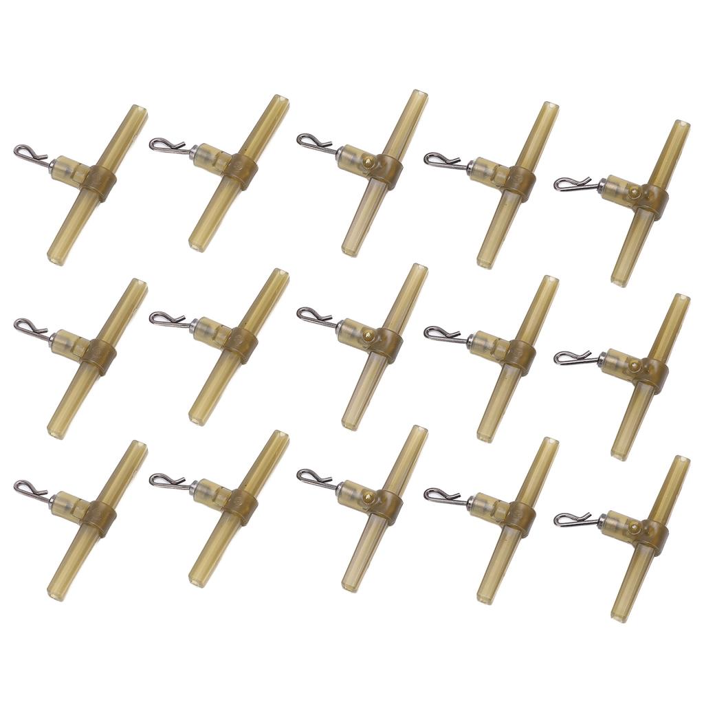 15pcs Fishing Crimp Swivel T Shaped RRing Reusable Portable Green Crossline Tackle Connector