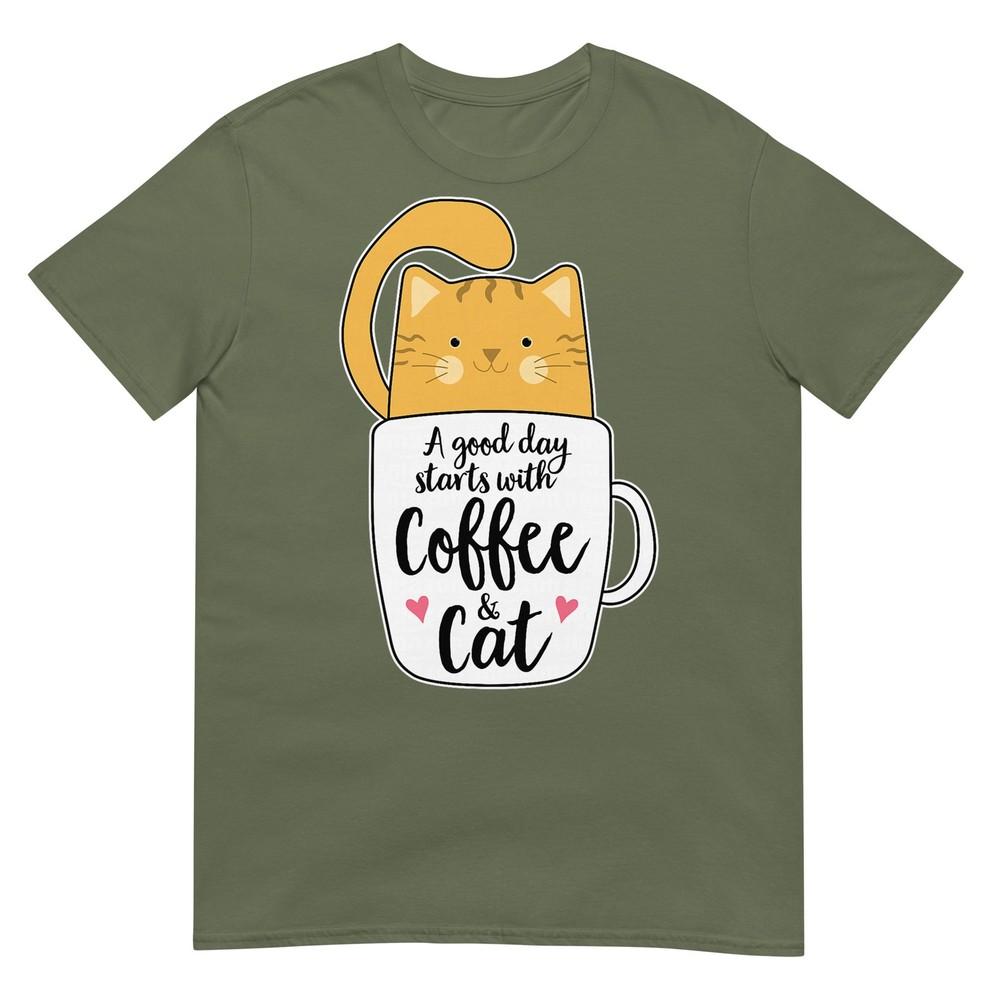 Funny Orange Cat Coffee Quote For Cat Mom Unisex TShirt