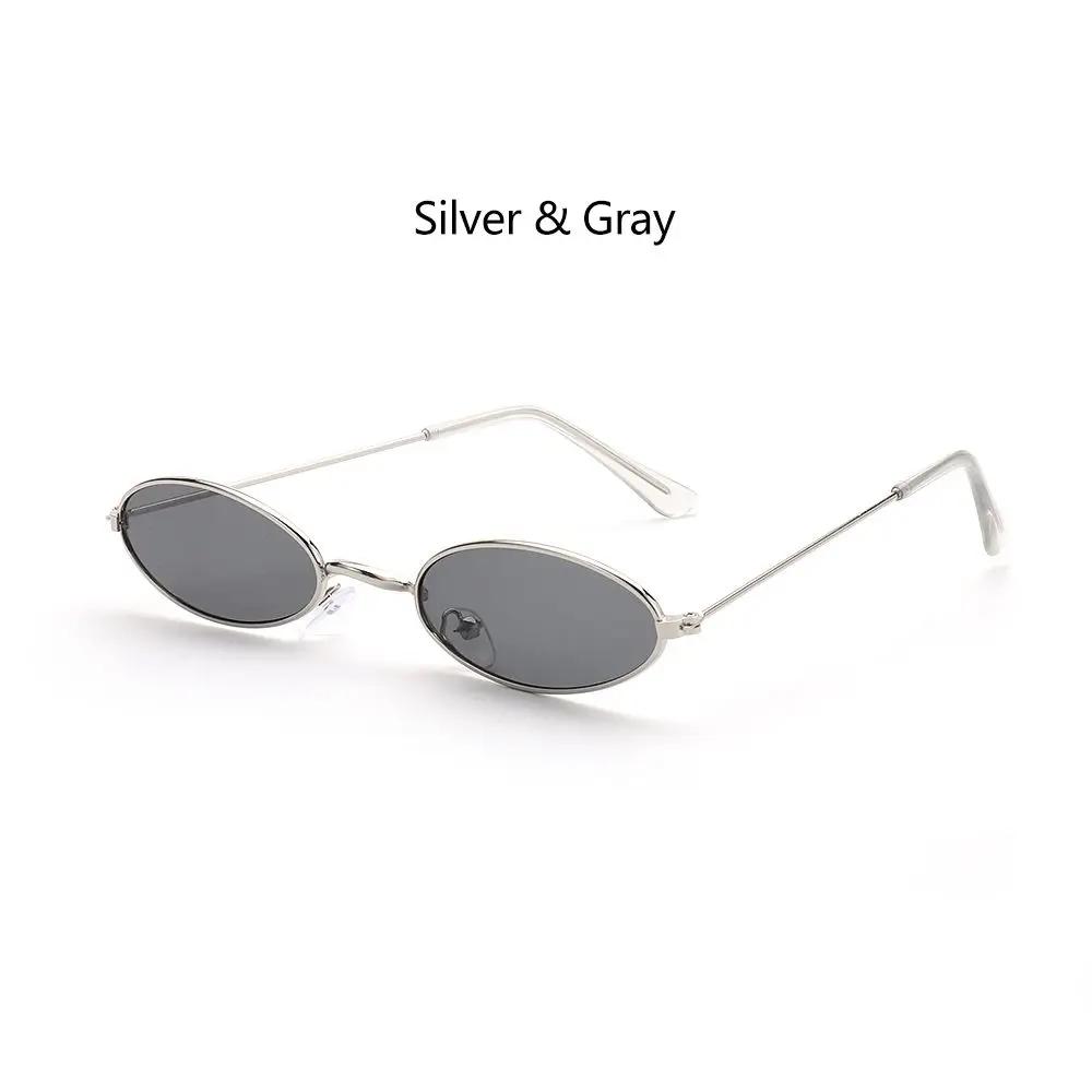 Retro Small Frame Oval Sunglasses Vintage Metal Colorful Shades Sun Glasses For Men Women Fashion Brand Design Female Eyeglasses