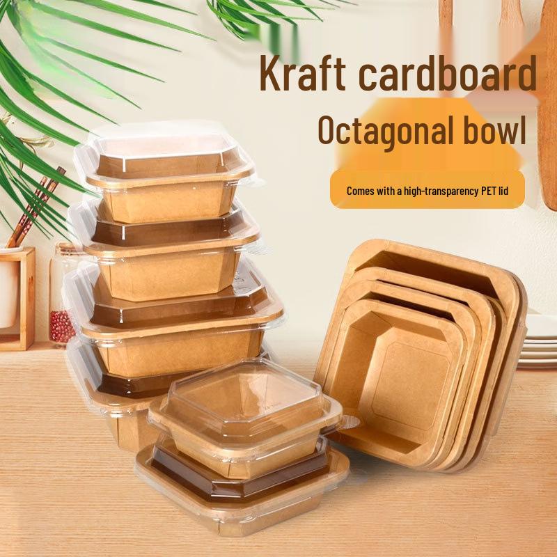 Handun Disposable Kraft Paper Food Containers with Lids