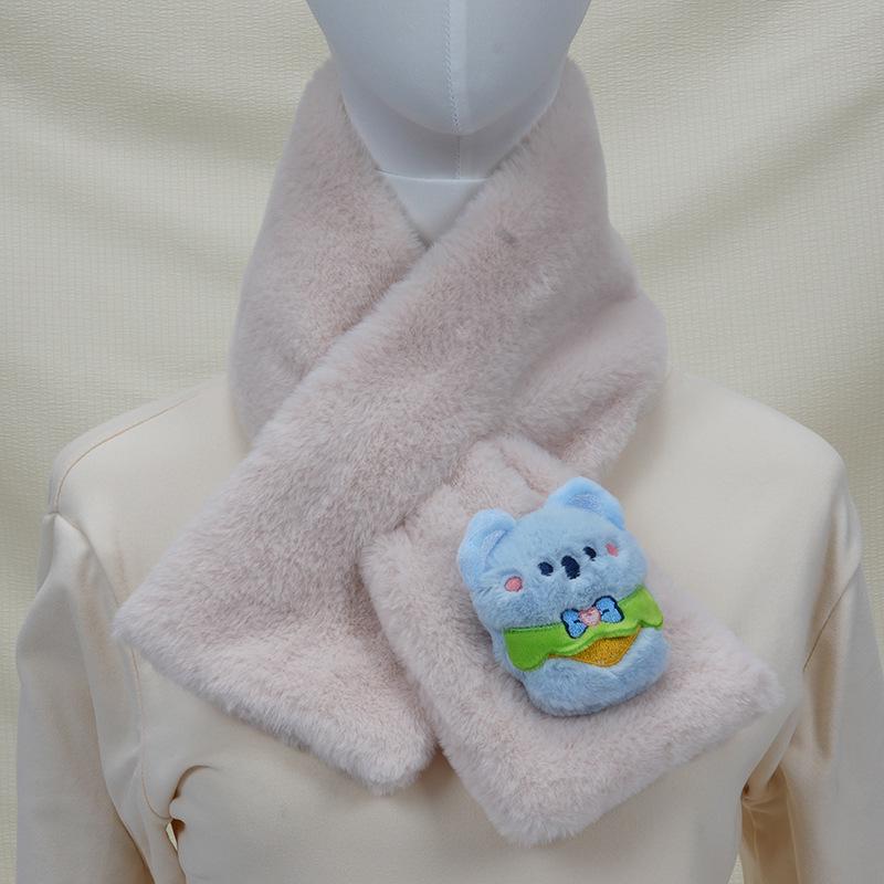 Children's Cartoon Panda Plush Scarf - Warm, Windproof Neck Gaiter for Autumn/Winter Boys & Girls.