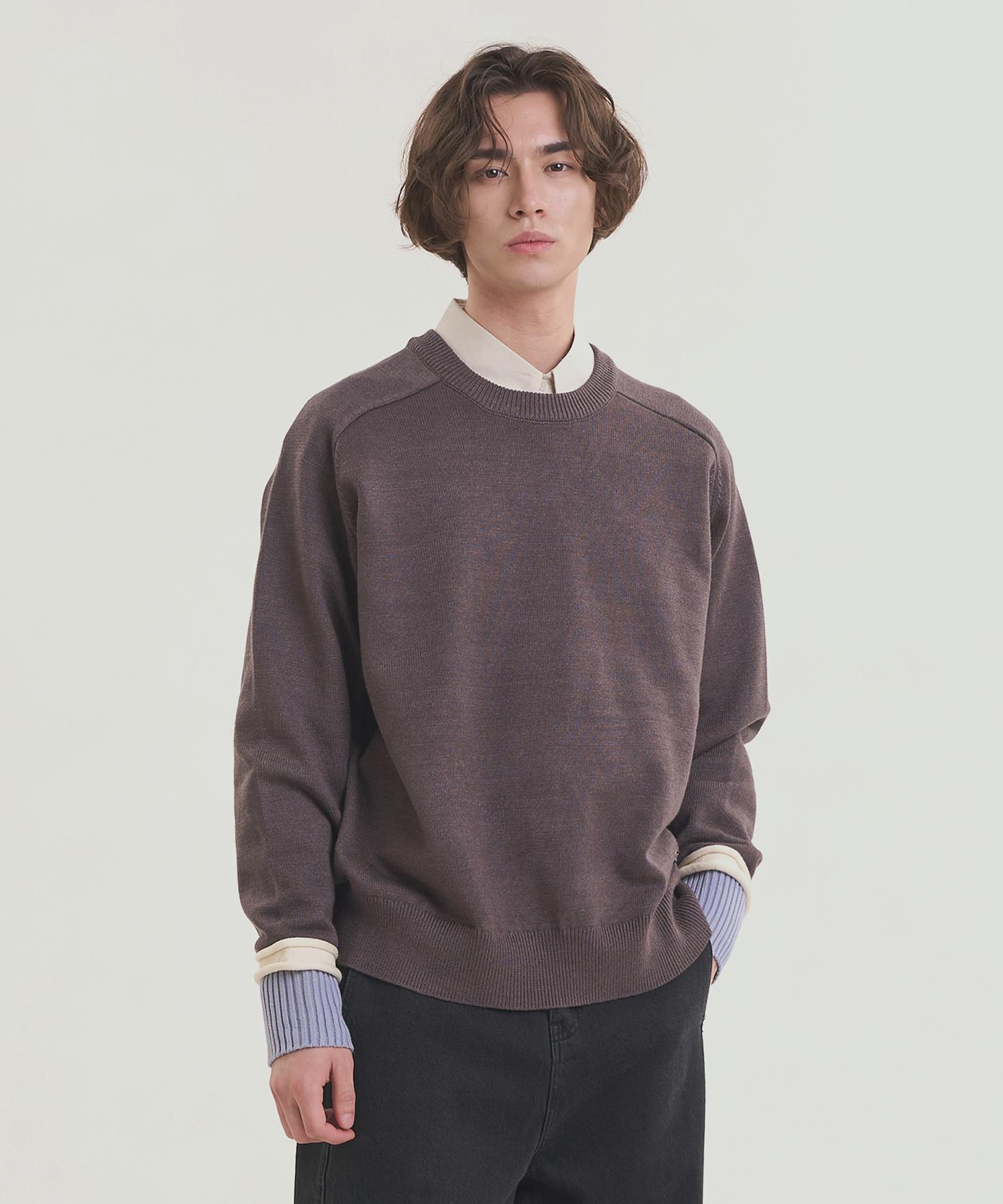 Noise Triple Layered Round Knit - Charcoal Charcoal/M