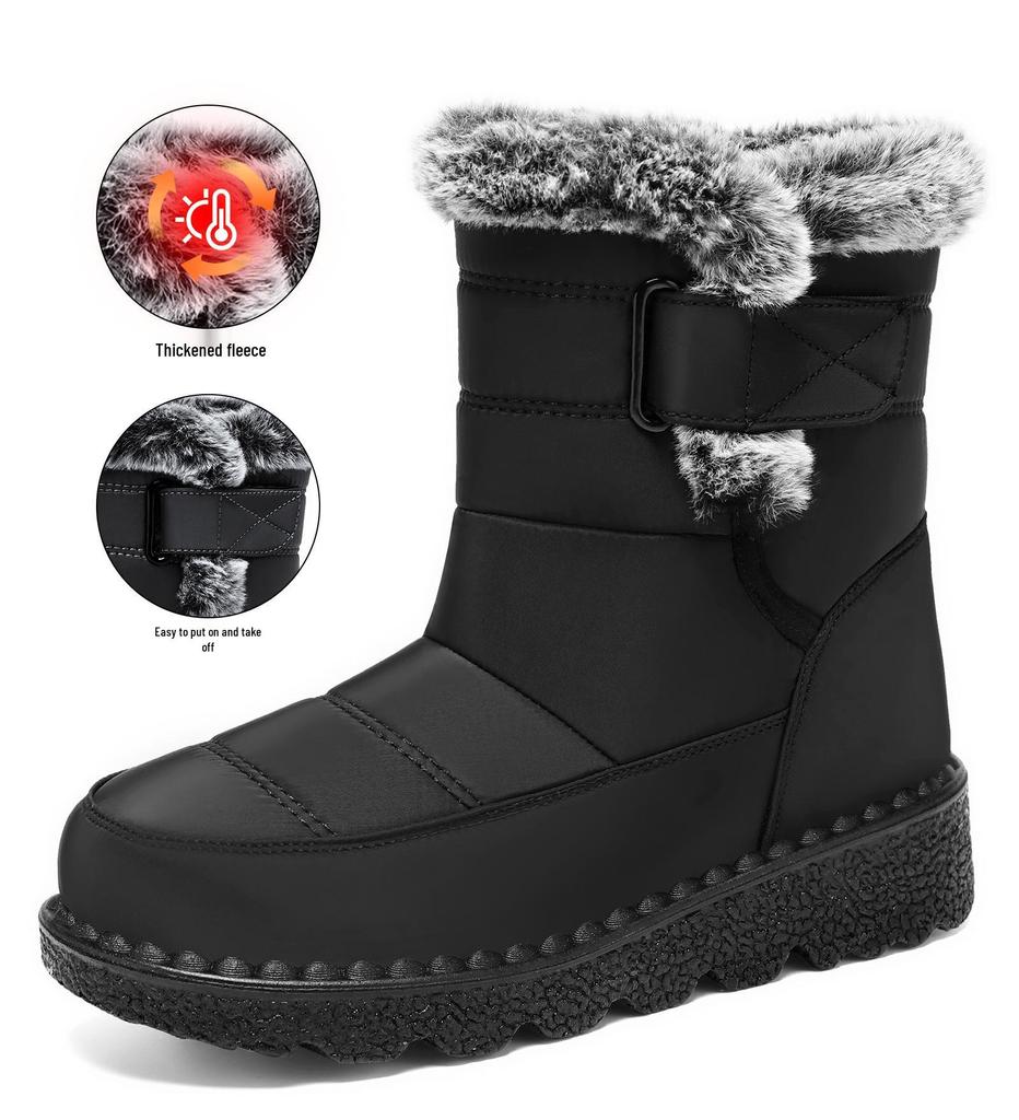 Dicke Damen-Winter-Schneestiefel mit Plateau und Plus-Samt