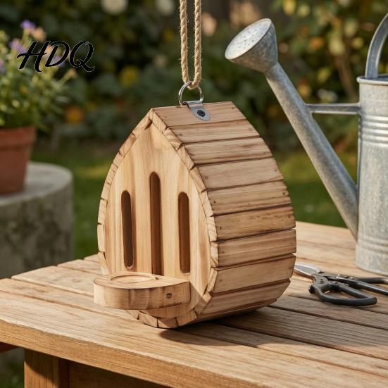 Butterfly Shelter Wooden House And Feeder Outside Hanging Shelter Pollinator Insect Teardrop