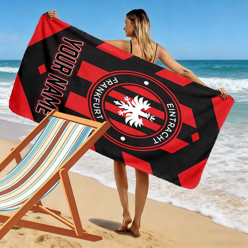 Individuelles Eintracht Frankfurt Aufdruck Strandtuch, Großes Weiches Schnelltrocknendes Handtuch für Strand Camping Schwimmen