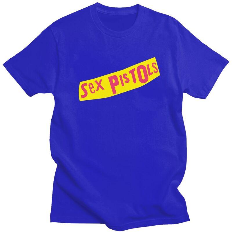 Custom Heavy Metal Sex Pistols T Shirt for Men Pure Cotton Tshirt Casual Tee Short Sleeves Rock Band Tshirts Loose Fit Clothing