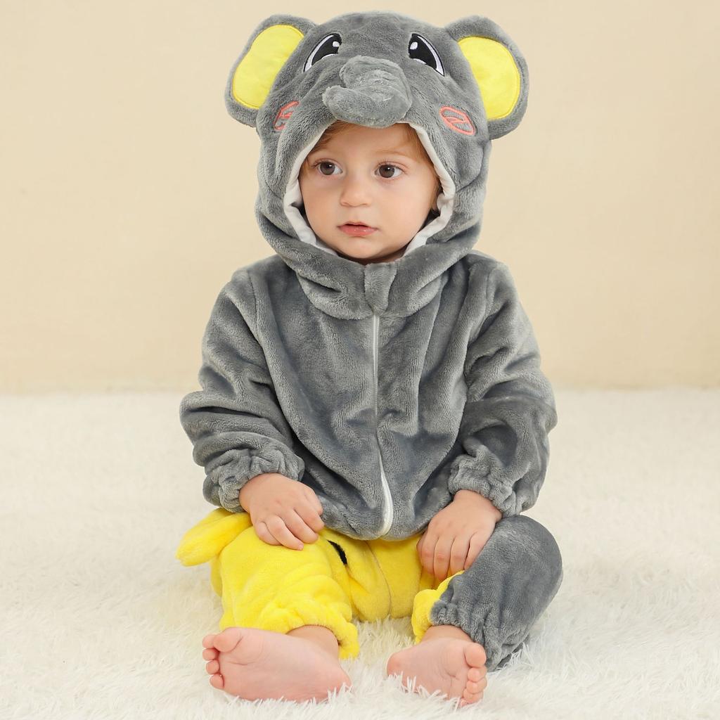 Baby Boys Girls Flannel Animal Onesie Cozy Hooded Jumpsuit Autumn Winter Sleepwear and Loungewear