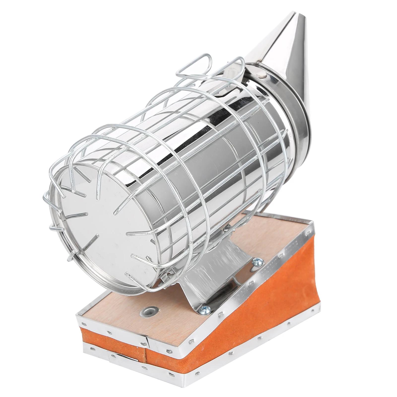 

Beekeeping Smoker Cowhide Leather Stainless Steel with Protective Cover Bee Equipment серебряный